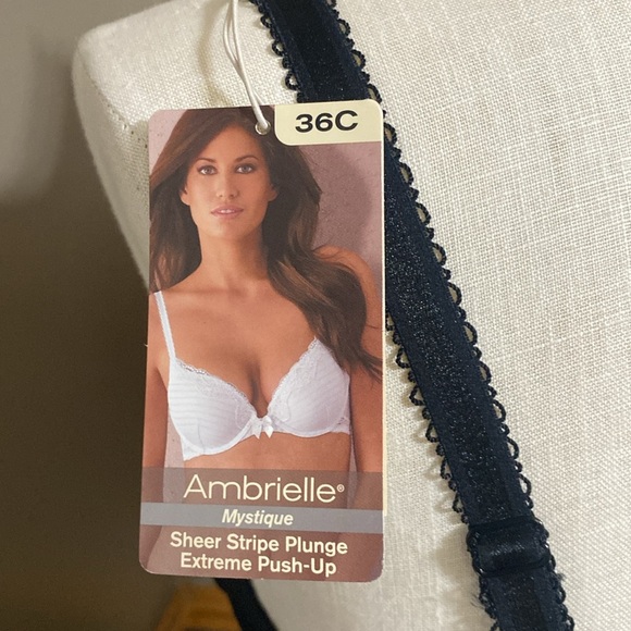 Ambrielle Myatique black & tan sheer stripe EXTREME Push up bra size 36C - Picture 6 of 8